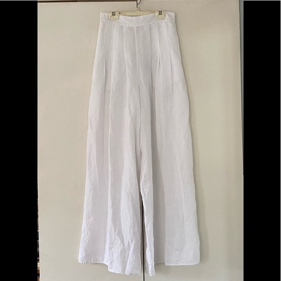 NWT d96p Wide Leg Linen Pants White - Picture 2 of 10